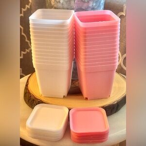 Plastic Succulent Planters w/ Trays- New -Set of 26 includes 13 pink & 13 white
